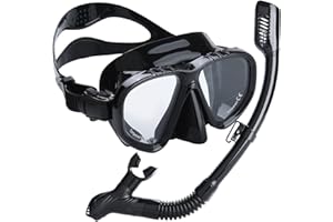 Dizokizo Snorkel Set Adults Snorkel Mask 180 Panoramic View Anti-Fog Anti-Leak Adjustable Straps Easy Breathing Diving Mask for Scuba Swimming Diving