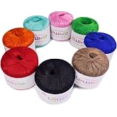 Lewhoo Crochet Thread, Size 10 Mercerized Cotton Lace Yarn Set | 8 Pearl 50g Balls Yarn for Hand Knitting