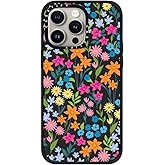 CASETiFY Impact Case for iPhone 15 Pro Max [4X Military Grade Drop Tested / 8.2ft Drop Protection/Compatible with Magsafe] - Flower Prints - Bright Spring Flowers - Daisy Floral Pattern - Matte Black