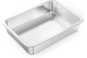 Onlyfire Stainless Steel Baking Pan Barbeque Grilling Pan for Baking Breads, Grilling Chicken, Vegetables, 14" X 10.5" X 2.8"