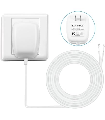 BNTBS UL-Listed 24V Transformer – Extra Long 26ft Cable For Doorbell & Thermostat, Continuous Power Adapter