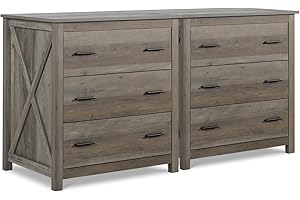 Vikiullf Farmhouse Bedroom Set - 2 Pieces Grey Chest of Drawers for Bedroom, Wooden Bedroom Set with 3 Drawers