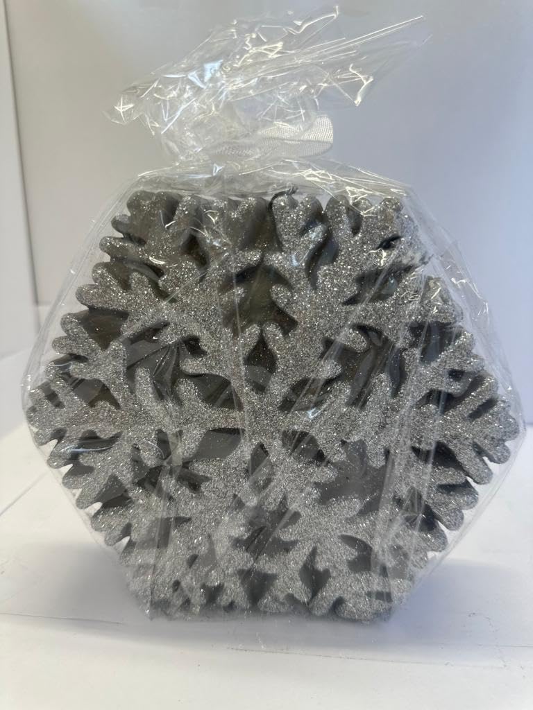 Glitter Finish Snowflake Candle (1 Pack) Grey Color 6.7 x 1.6 x 6