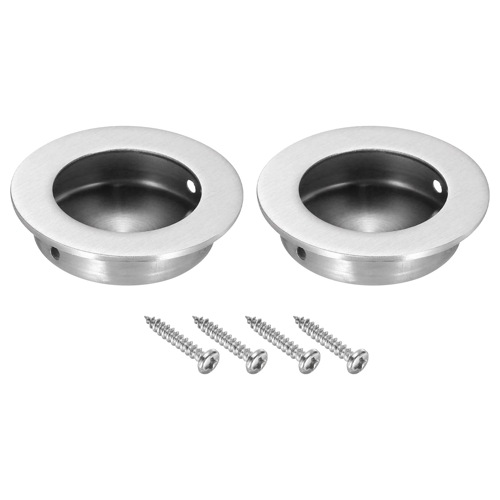 PATIKIL 2 in/50mm Dia Round Recessed Door Pulls, 2 Pack 304 Stainless Steel Finger Pulls Cabinet Handles for Sliding Door Cabinets Drawers, Silver