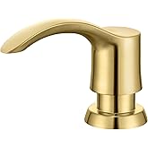 GAGALIFE Kitchen Sink Soap Dispenser with Large Bottle, Built in Sink Soap Dispenser Refill from Top, Brushed Gold