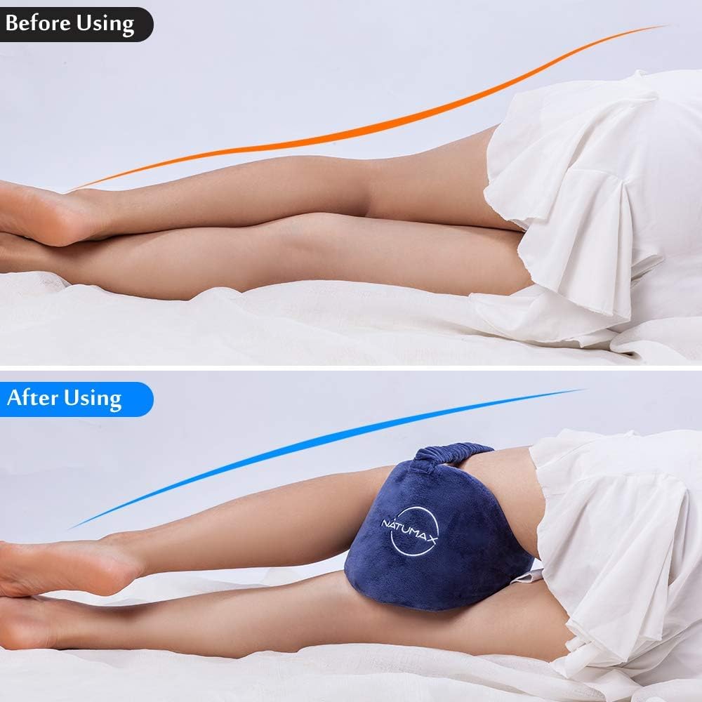 NATUMAX Knee Pillow for Side Sleepers - Sciatica Pain Relief - Back Pain, Leg Pain, Pregnancy, Hip and Joint Pain Memory Foam Leg Pillow + Free Sleep Mask and Ear Plugs: Home & Kitchen