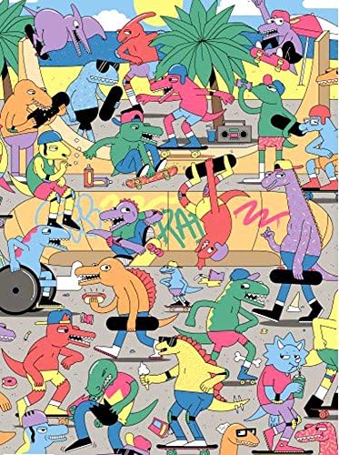 Dinosaurs Rolled Gift Wrap Paper "Dino Skatepark"