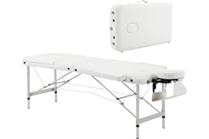 HOMCOM 85" Portable Folding Massage Table, Height Adjustable Professional Salon Spa Facial Couch Bed with Carrying Headrest, 