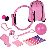 Pilates Kit for Women – Complete Pilates Equipment Set with Ring, Yoga Ball, Resistance Bands & Socks | 14 Pcs Pilates Kit for Toning & Flexibility | at Home Pilates Sets for Women (Pink)
