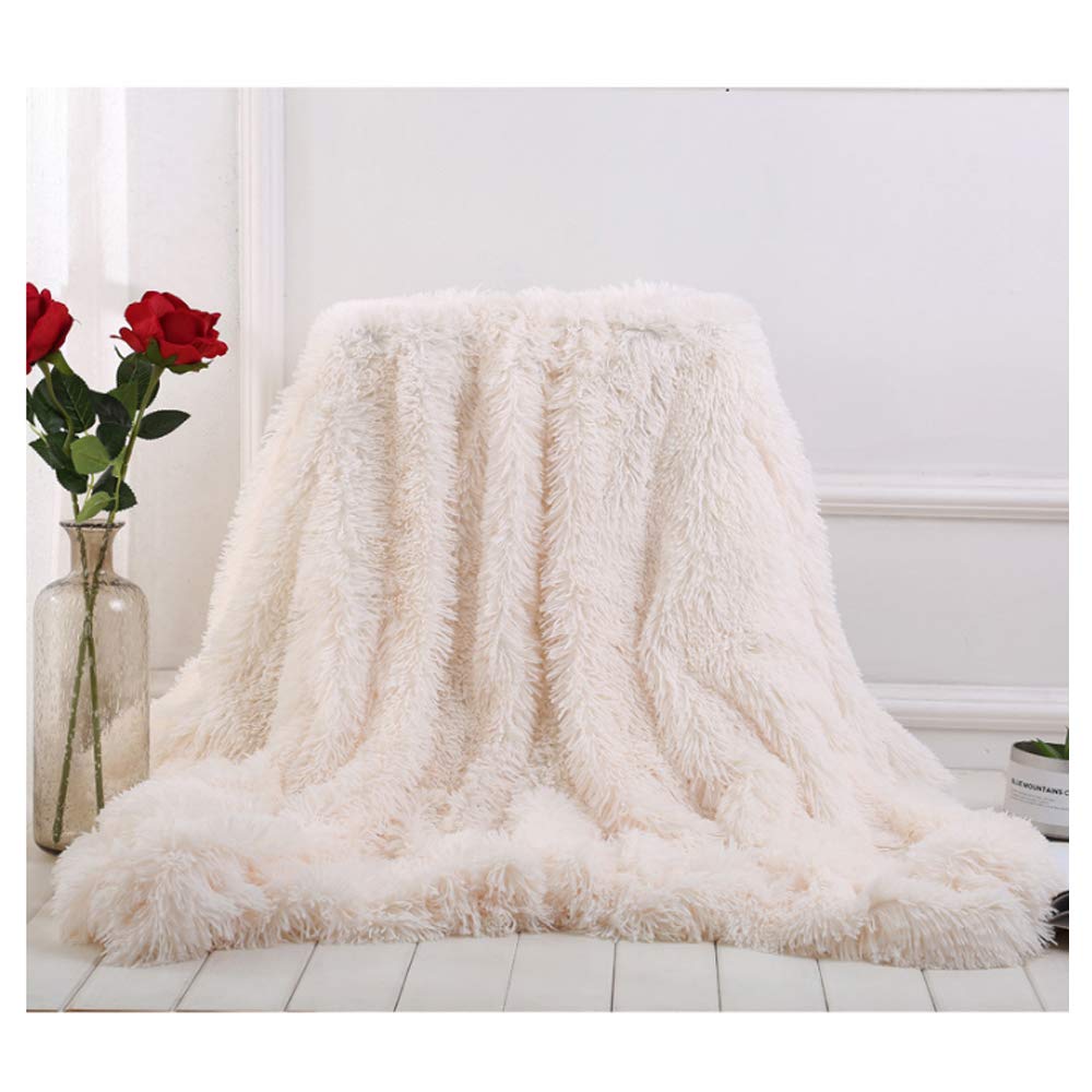 Hggzeg Super Soft Long Shaggy Throw Blanket, Elegant Cozy Faux Fur Decorative Throw Blanket for Couch Chair & Bed (White, 160 x 200cm) — image 1