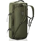 Haimont Large Duffle Bag Backpack for Men Women, 60L Convertible Travel Duffel Bags with Shoes Compartment, Carry on Durable Duffle for Sports Gym Hiking Camping, Water-resistant, Army Green