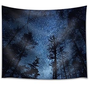 Starry Sky Above a Forest - Fabric Tapestry, Home Decor - 51x60 inches