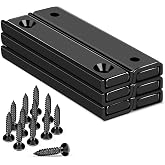LOVIMAG Neodymium Strong Bar Magnets with Screws Holes 6Pack, 80lbs | Rare Earth Magnet Heavy Duty Magnetic Pulling Force Cabinet Door Catch for Hanging Latch Mounting Tool Room Home，Black