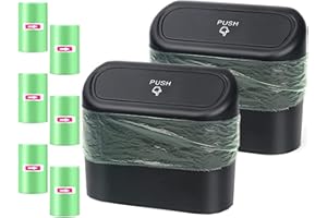 Car Trash Can Bin with Lid Small Leakproof Car Garbage Can Mini Vehicle Trash Bin w/ 40pcs Car Trash Bags Garbage Dustbin Org