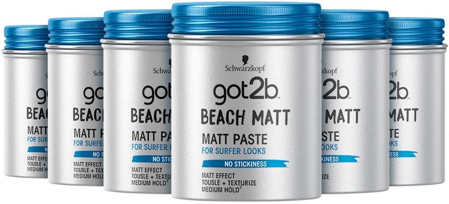 Schwarzkopf got2b Beach Matt Paste 100ml Medium Hold Silicone Free Pack of 6