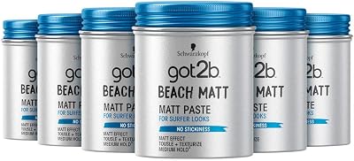 Schwarzkopf got2b Beach Matt Paste 100ml Medium Hold Silicone Free Pack of 6