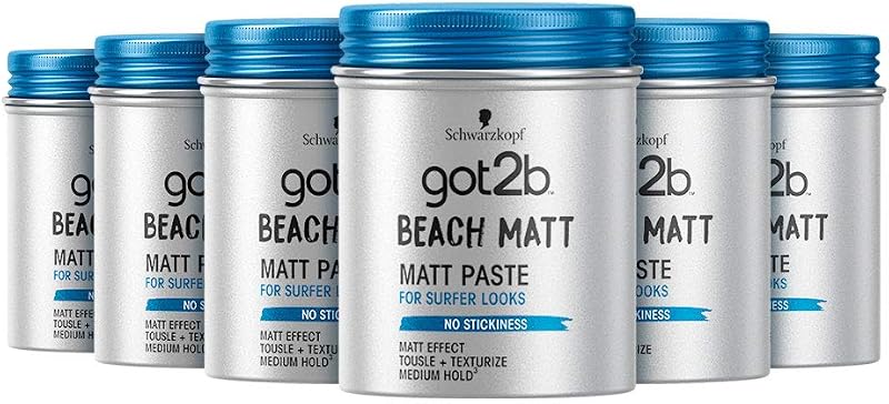Schwarzkopf got2b Beach Matt Paste 100ml Medium Hold Silicone Free Pack of 6