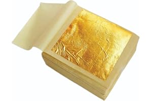 Gold leaf company Pure Gold Leaf/Gold Vark/Gold waraq (5.pcs) Sheet 24K Gold Leaf Leaves Foil for Edible Finest Gold Leaves Food Gilding Facial Beauty Spa Size(50mm* × 50mm* -5Pcs- Sheets)_