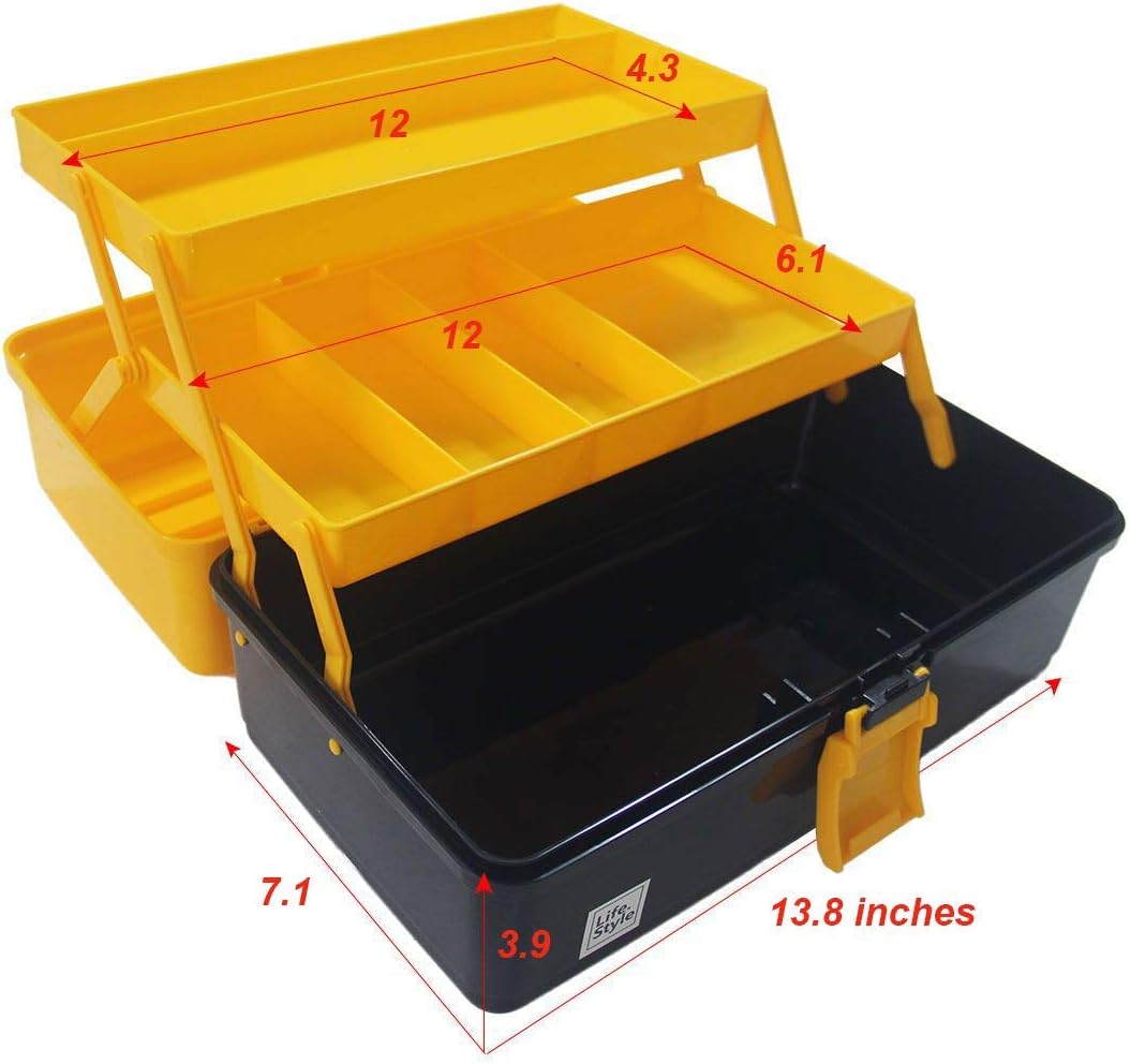 WEWLINE Portable Multi-function Tool Box,Plastic Toolbox with Organizer Tray and Divider,Household Folding Three-layer Tools Box Organizer: Home Improvement