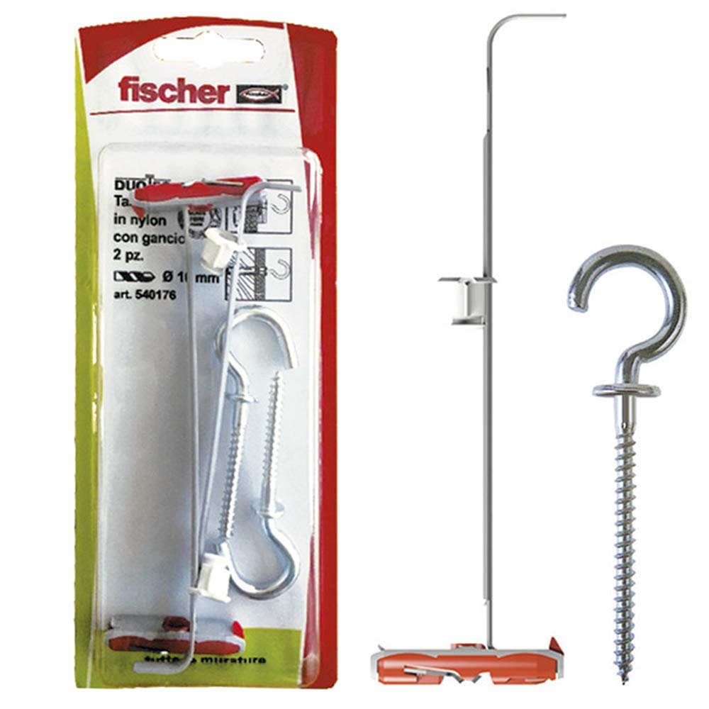 Fischer DUOTEC 10 S Plasterboard Dowels with Open Eye Hook, Anchor Fixing for High Loads on Panels and Plates, Hole 10 mm, 541076