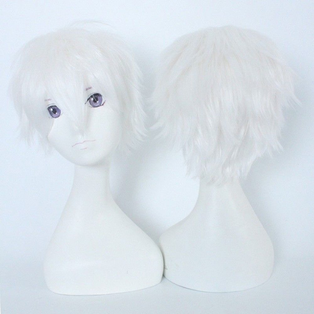 S-noilite 30CM Cosplay Curly Hair Tail Full wigs White Short Wig Women/Men Wig Costume Fancy Dress โ image 1
