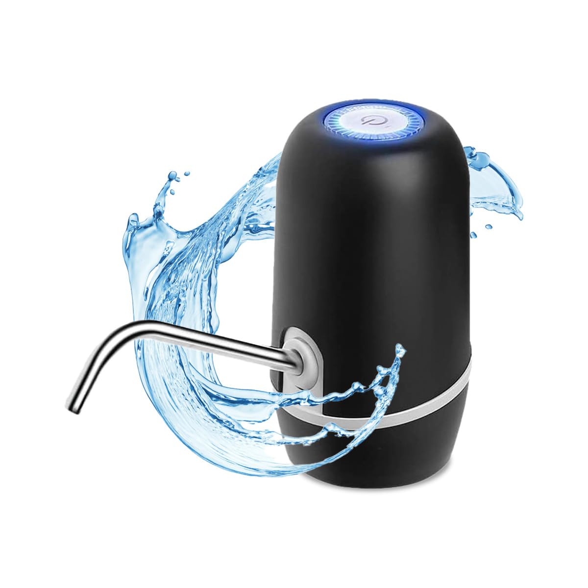 NK Water Dispenser – Automatic Dispenser, USB Charging, Steel Dispenser, BPA-Free, Cold Water, 1200 mAh, Transportable, Carafes and Bottles 1.5, 5.7, 10, 11.3, 15, 18.9L – Black, 16 cm