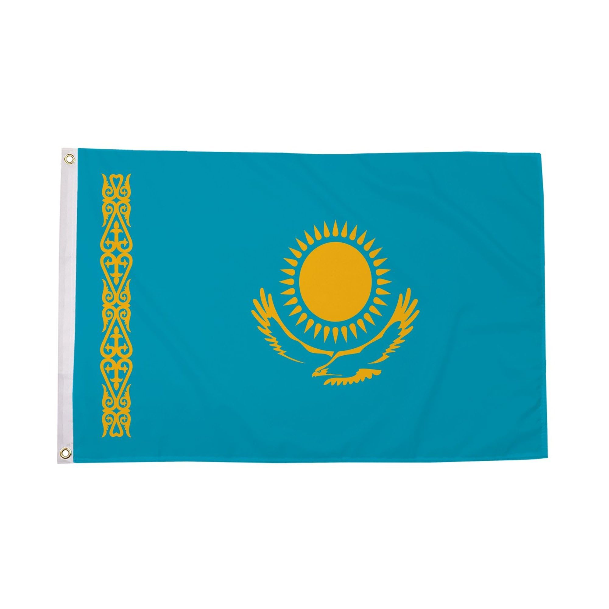 Flagtex Kazakhstan Large Flag 8ft x 5ft Premium Kazakh National Flag Sky Blue Yellow Sun Eagle Fade Resistant Polyester Double Stitched Reinforced 240cm x 150cm Outdoor Banner Display — image 1