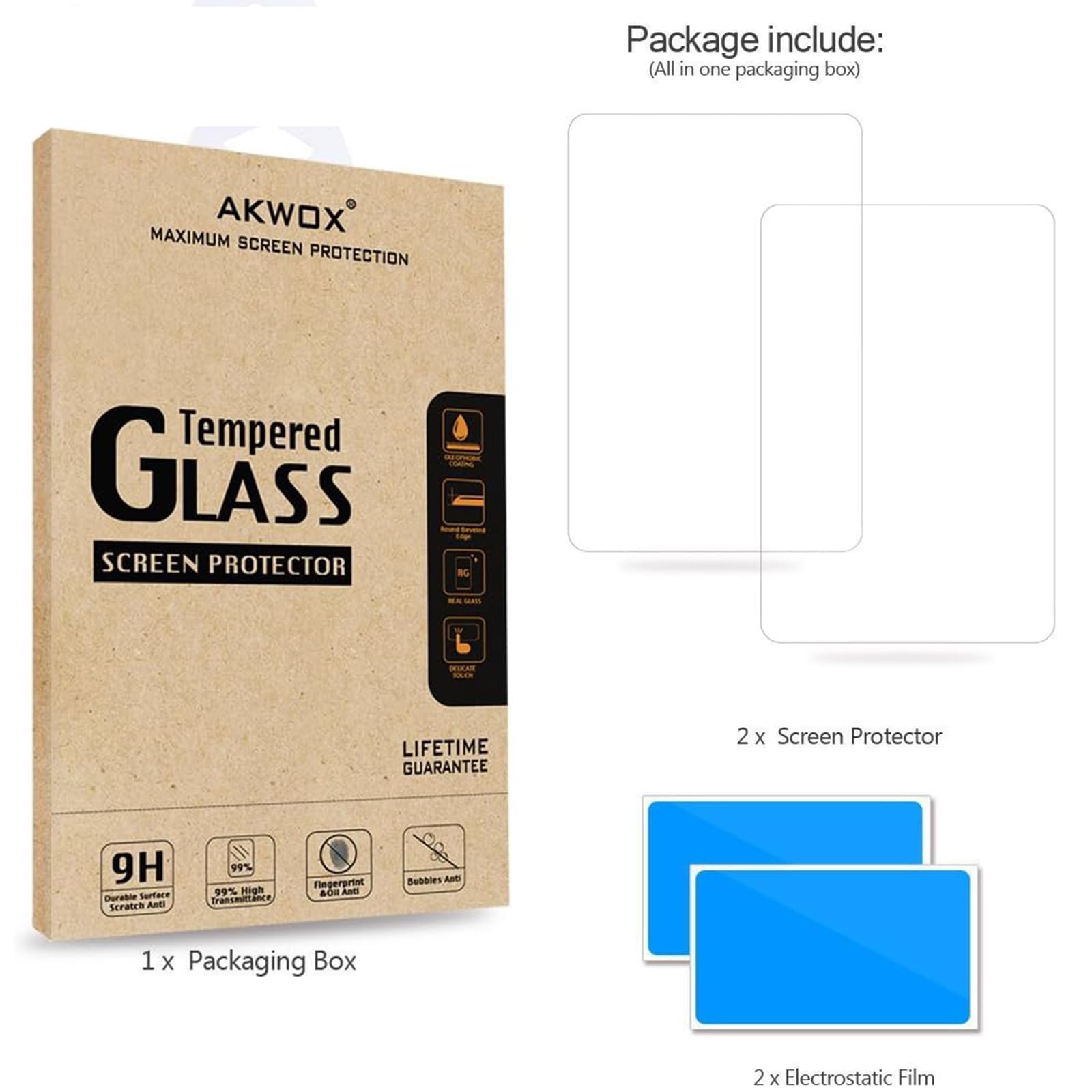 AKWOX Screen Protector Compatible with PS Vita 1000 (Pack of 2), Premium HD Clear 9H Tempered Glass Screen Protective Film High Clarity Touch Accuracy