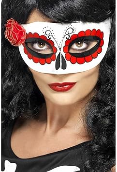Smiffy S 27854 Antifaz Del Dia De Muertos Mexicano Con Una Rosa Color Blanco Y Rojo Tamano Unico 27854 Color Modelo Surtido Smiffys Amazon Es Juguetes Y Juegos