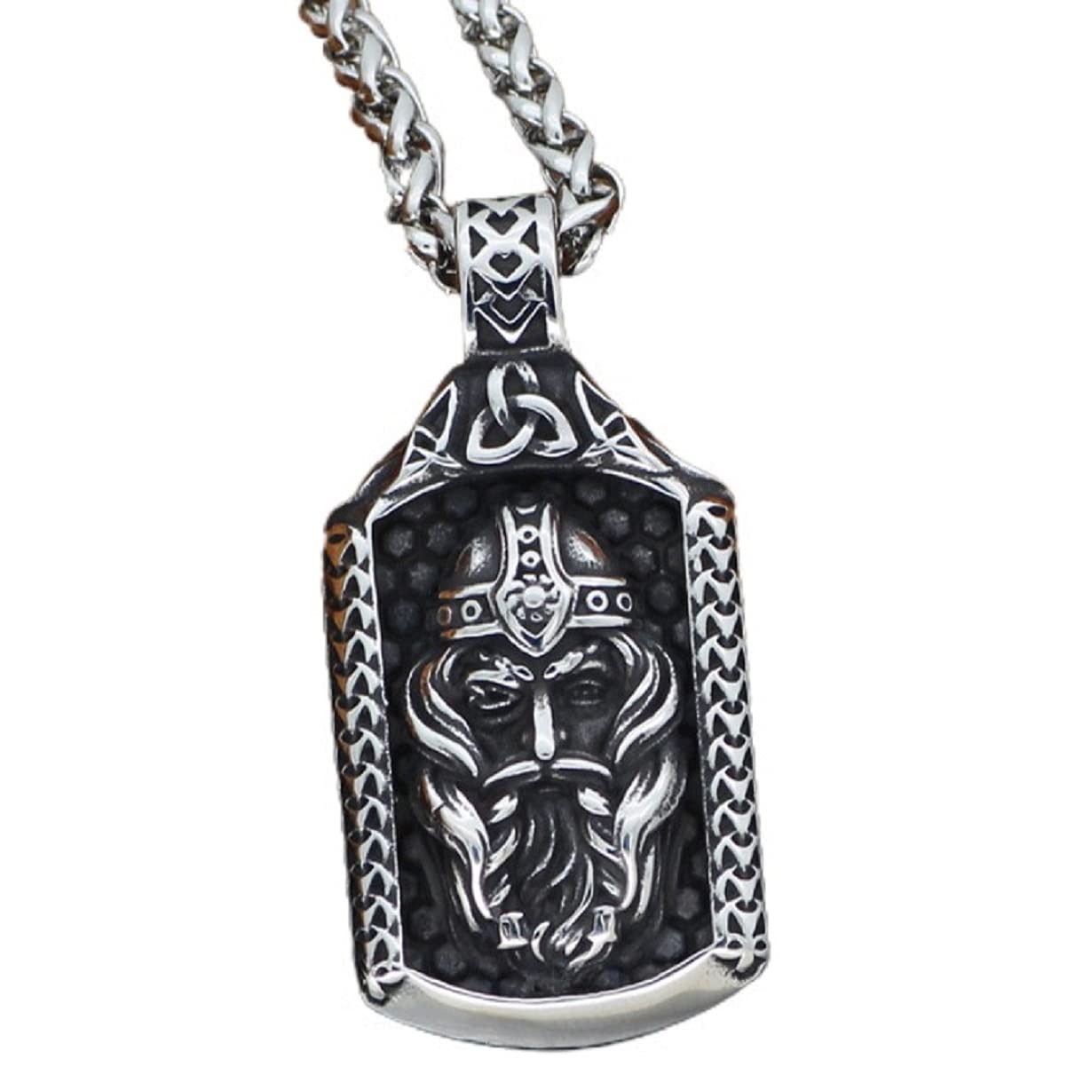 MayiaHey Nordic Viking Odin Warrior Necklace for Men, Vintage Odin Helmet Necklace Viking Odin Sword Axe Necklace for Boys (PAI)