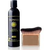Tan Physics Sunless Tanner 8oz with Self Tanner Brush &ndash; Self Tanning Lotion &ndash; Instant Tanning Lotion for Face &amp; Body &ndash; Natural Self Tanner for Streak-Free, Long-Lasting Glow