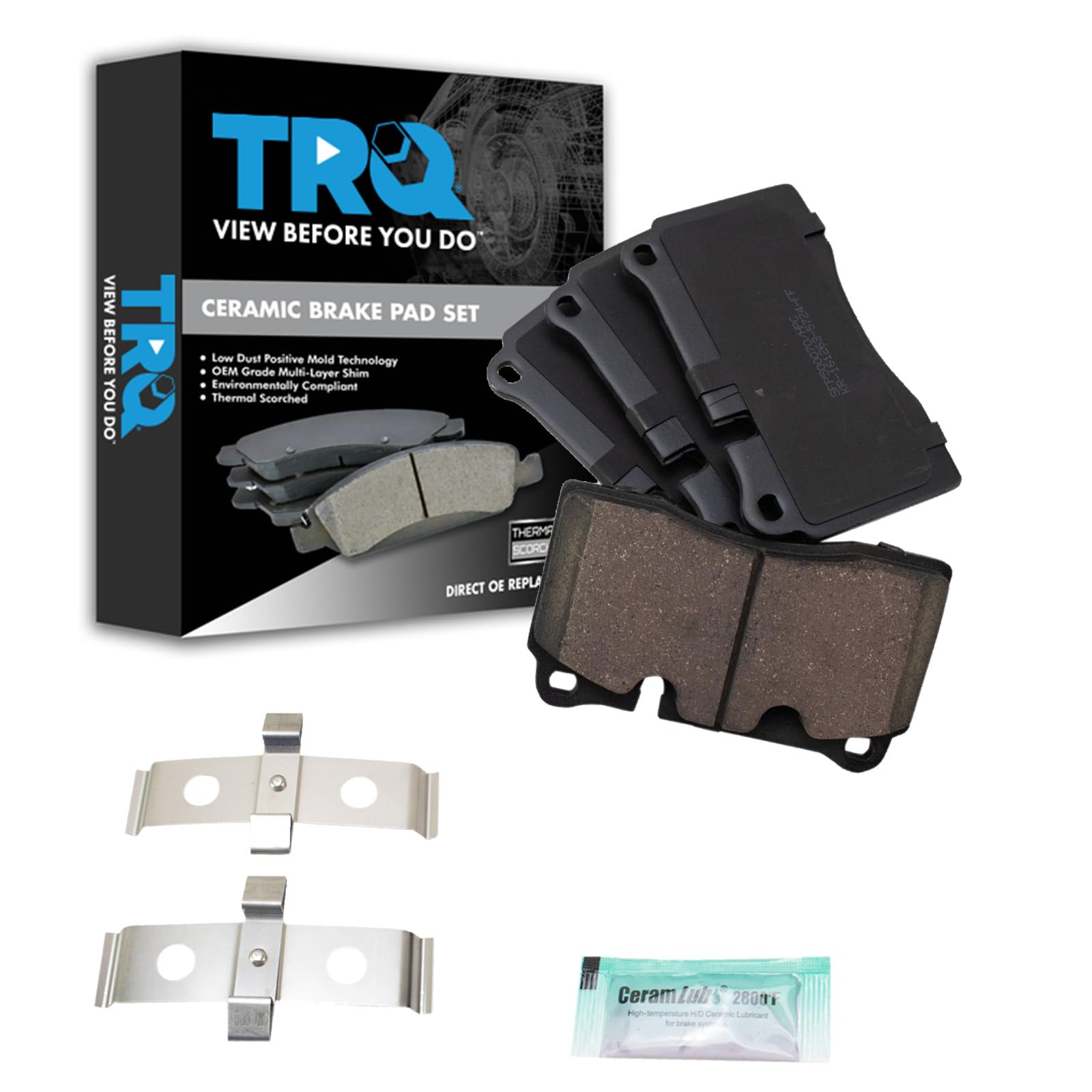 TRQ Front Brake Pads Ceramic Compatible with 2006-2009 Land Rover Range Sport Image