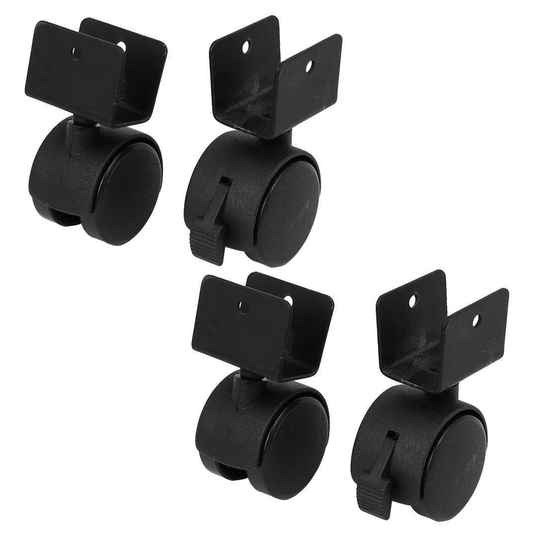 Photo 1 of 1.5inch Furniture Legs Casters Wheel Swivel Casters with Brake U Bracket 360° Rotation No Noise Wheels Locking Caster, Swivel Casters Set of Black 4 (2 with Brakes & 2 Without)