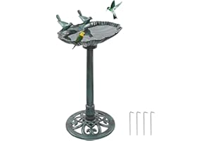 28-Inch Bird Bath with 2 Birds, Outdoor Birdbath Bird Feeder for Patio, Yard, Deck, Fountain, Garden Decor (Green) - LIVINGba