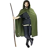 HODBLKT Renaissance Hooded Cape Vintage Cloak Medieval Cloak with Hood Halloween Medieval Cosplay Cloak