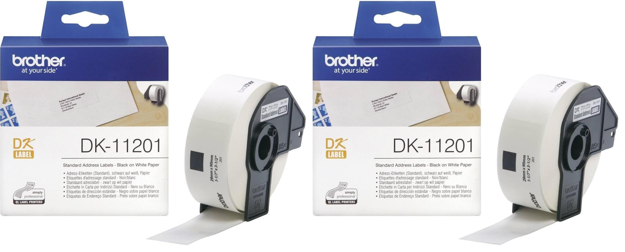 Brother DK-11201 - Black on White - 29 x 90 mm 400 Label(s) (1 roll(s) x 400) Address Labels - for Brother QL-1050, 1060, 500, 550, 560, 570, 580, 600, 650, 700, 710, 720, 820 (Pack of 2)