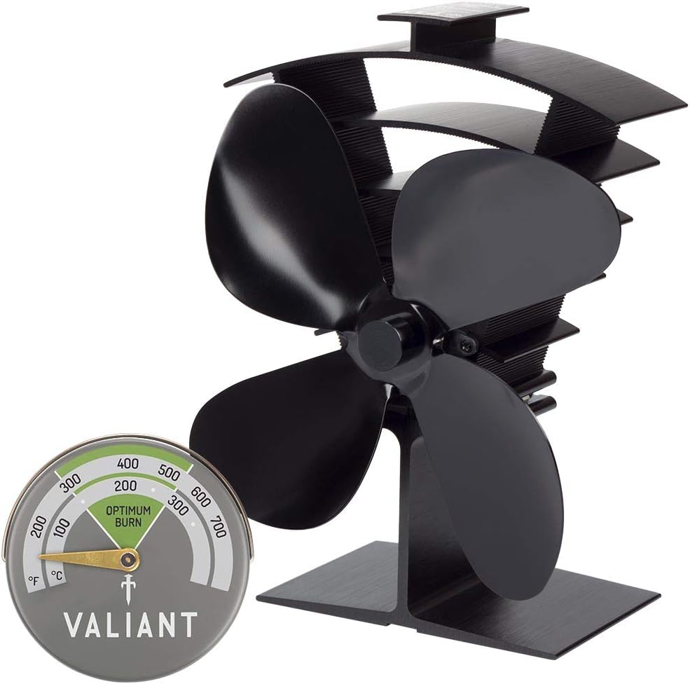 Valiant Premium IV Stove Fan and Magnetic Thermometer Black