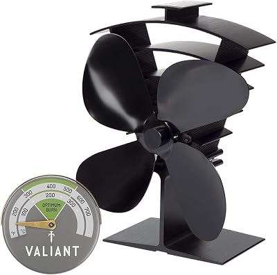 Valiant Premium IV Stove Fan and Magnetic Thermometer Black