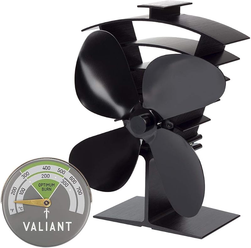 Valiant Premium IV Stove Fan and Magnetic Thermometer Black