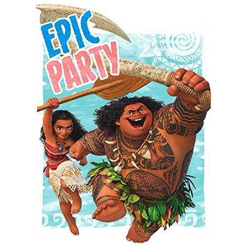 Amscan Moana Postcard Invitations,Multi-Colored,One Size