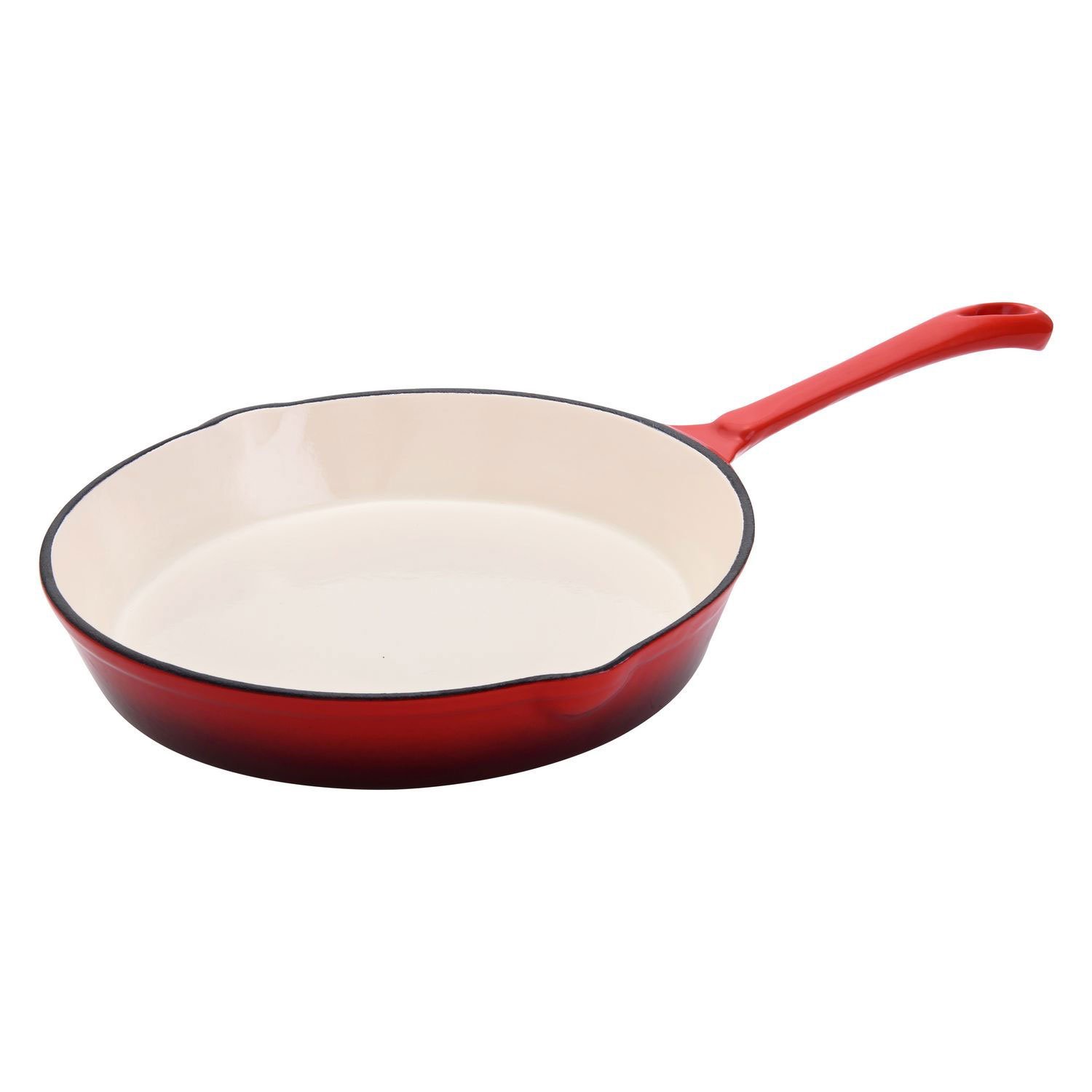 Hamilton Beach 10" Enameled Cast Iron Frying Pan Skillet + 8" Frying Pan, Red