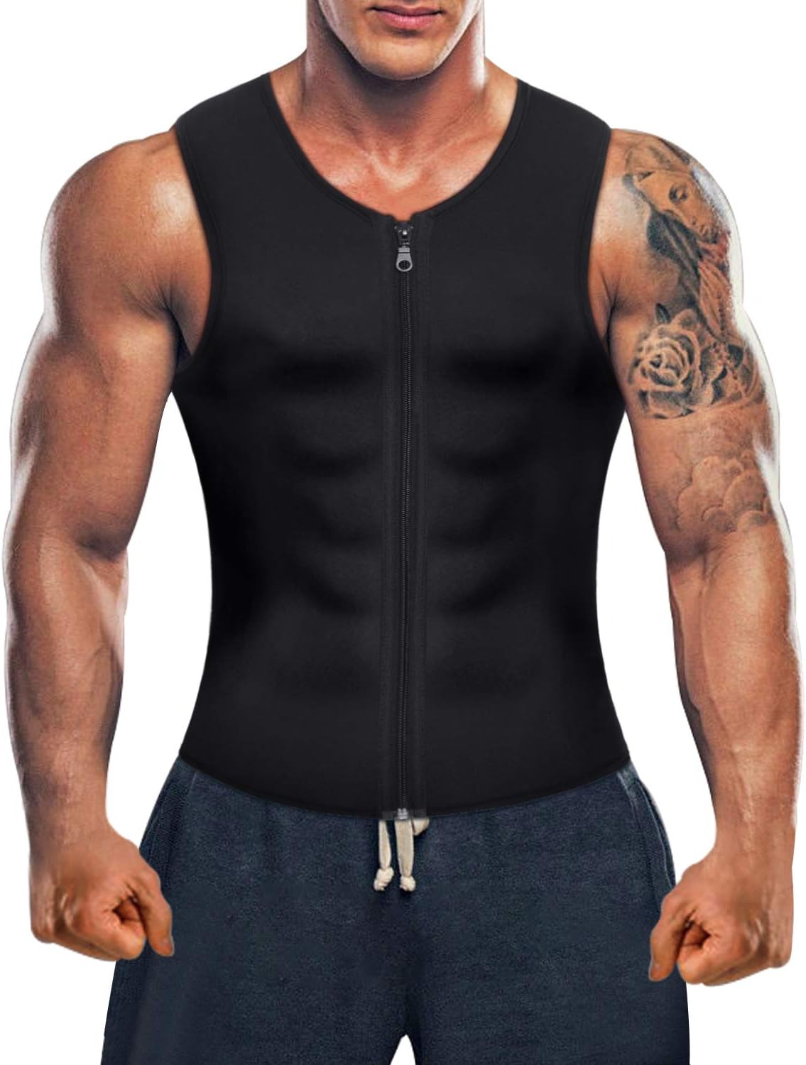 Men Waist Trainer Vest for Weight Loss Hot Neoprene Corset Body Shaper Zipper Sauna Tank Top Workout Shirt