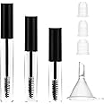 PEOVLVN 3 Pack Empty Mascara Tube with Eyelash Wand, 5ml 8ml 12ml Empty Mascara Tube and Wand Kit with Mini Funnels and Leak Stoppers for DIY Mascara or Eyelash Growth Oil (Black)