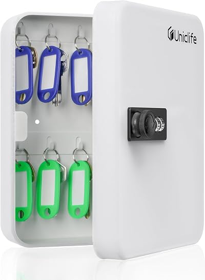 Uniclife 20 Position White Key Cabinet with Combination Lock Security Box