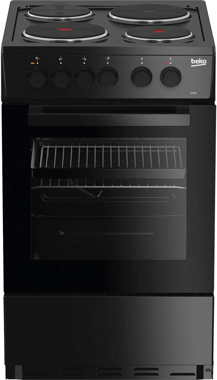 Beko AS530K 50cm Electric Cooker with Solid Plate Hob in Black
