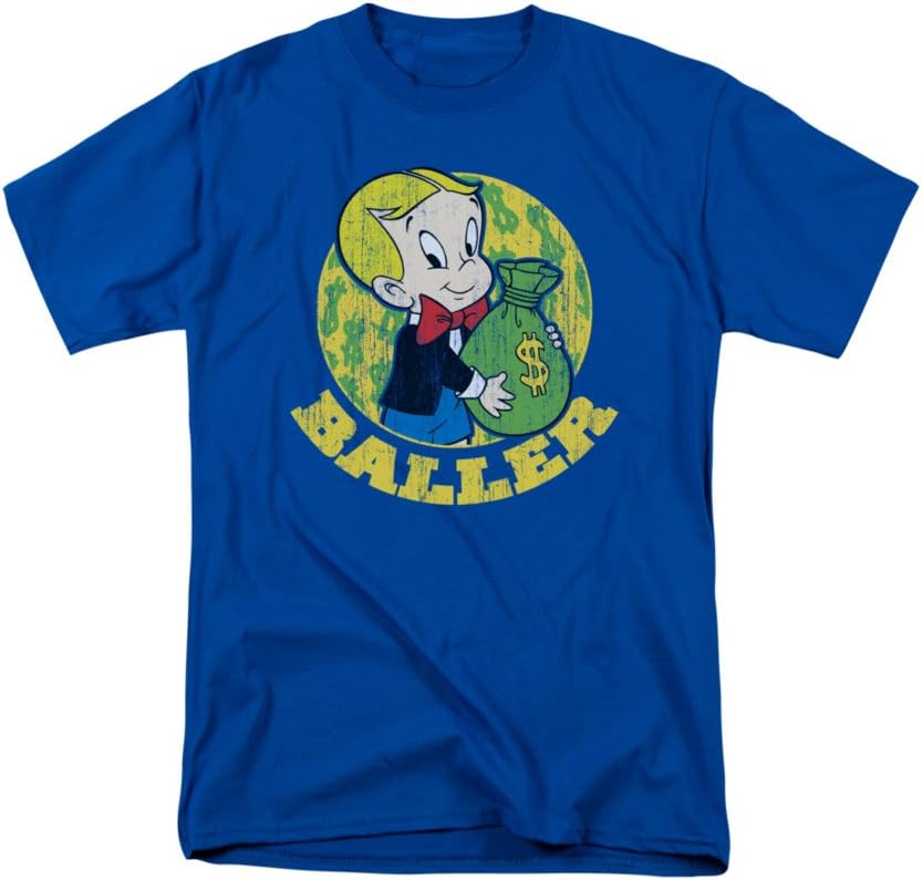 Richie Rich Harvey Comics Character Vinatage Baller Money Bags Adult Mens TShirt