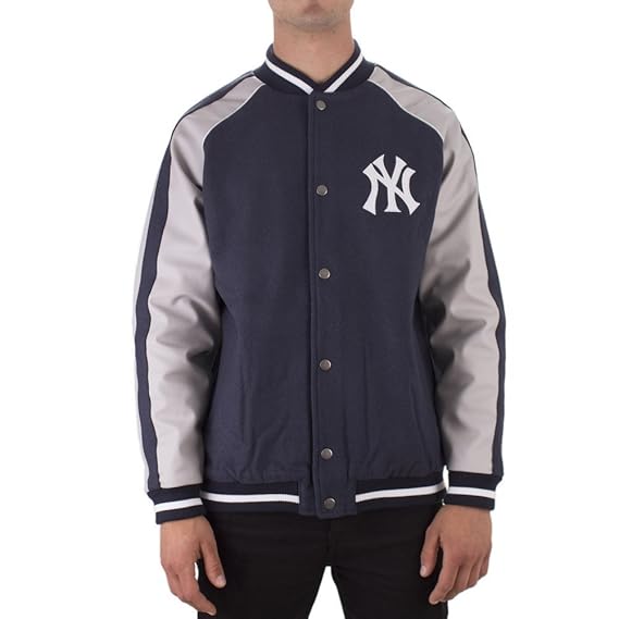 Majestic Chaqueta Mlb New York Yankees Letterman azul/gris talla L