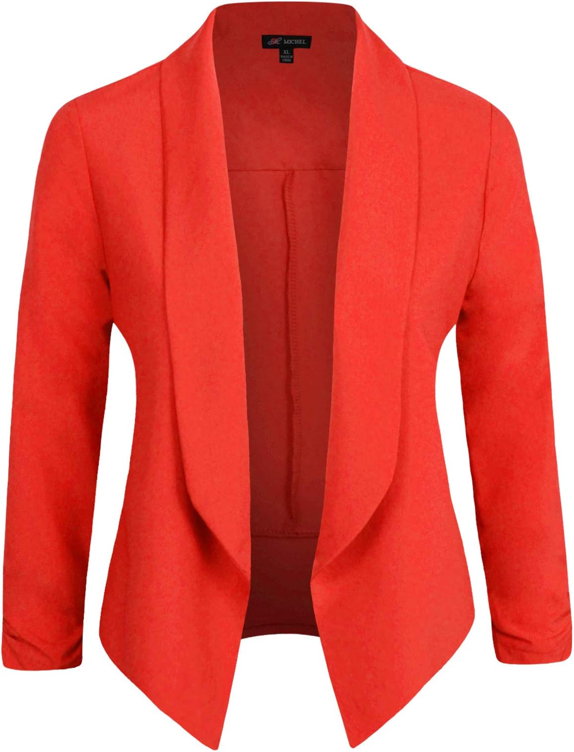 Michel Womens 3/4 Sleeve Lightweight Open Front Blazer Business Casual Work Office Cardigan Jacket with Plus Size (S ~ 3XL)
