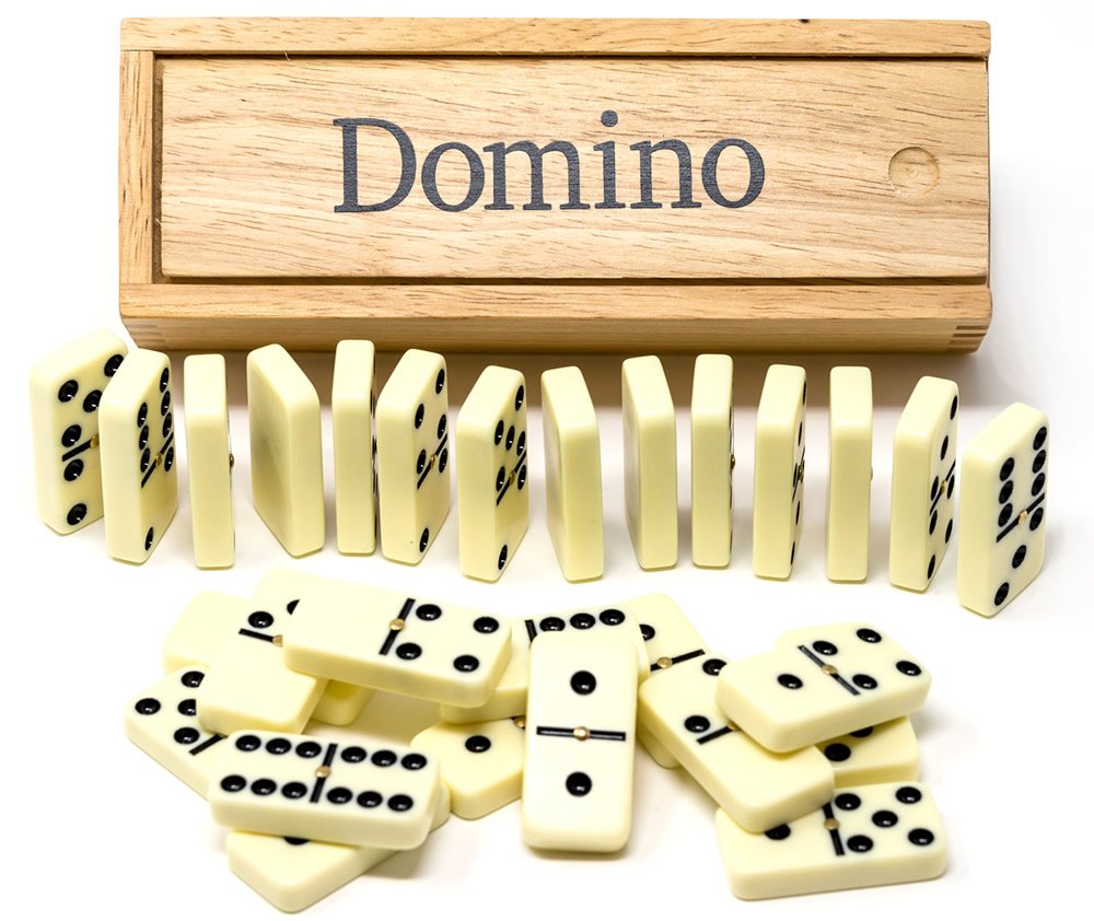 Brimtoy Double six dominoes in wooden box