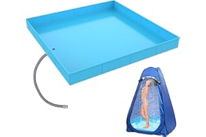 ANTEQI Portable Shower Pan, Foldable Camping Shower Base with Detachable Drain Pipe, 40" x 40" x 4" Outdoor Shower Floor for Beach, RV, Indoor Shower Stall